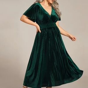 Ever-Pretty 2026 V-Neck Velvet Midi Dress